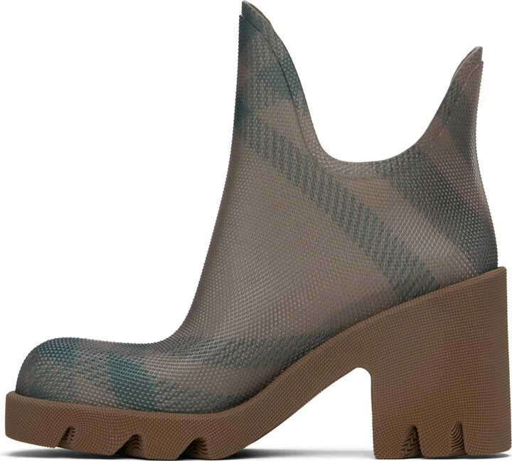 Burberry Brown Rubber Marsh Heel Boots - Image 3