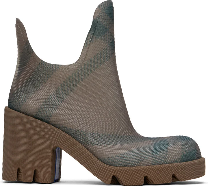 Burberry Brown Rubber Marsh Heel Boots
