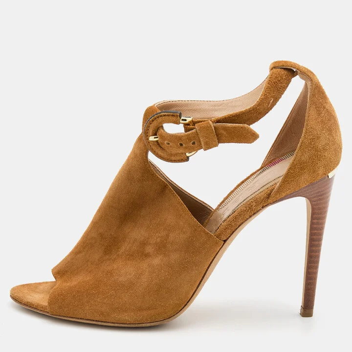 Burberry Brown Suede Ankle Strap Sandals Size 37.5