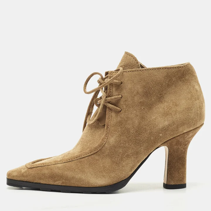 Burberry Brown Suede Storm Lace Up Ankle Booties Size 37