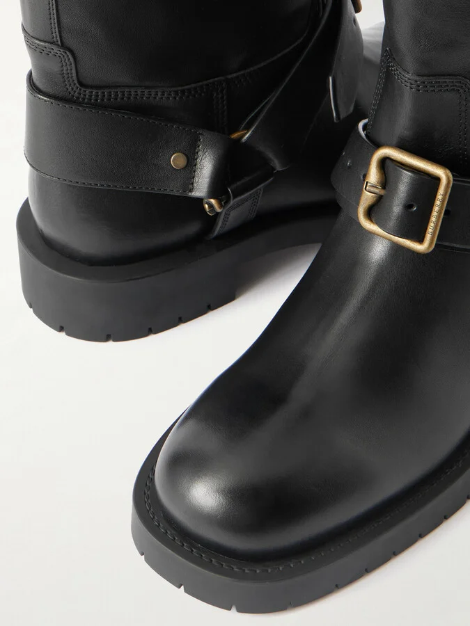 Burberry - Buckled Leather Boots - Black - Image 4