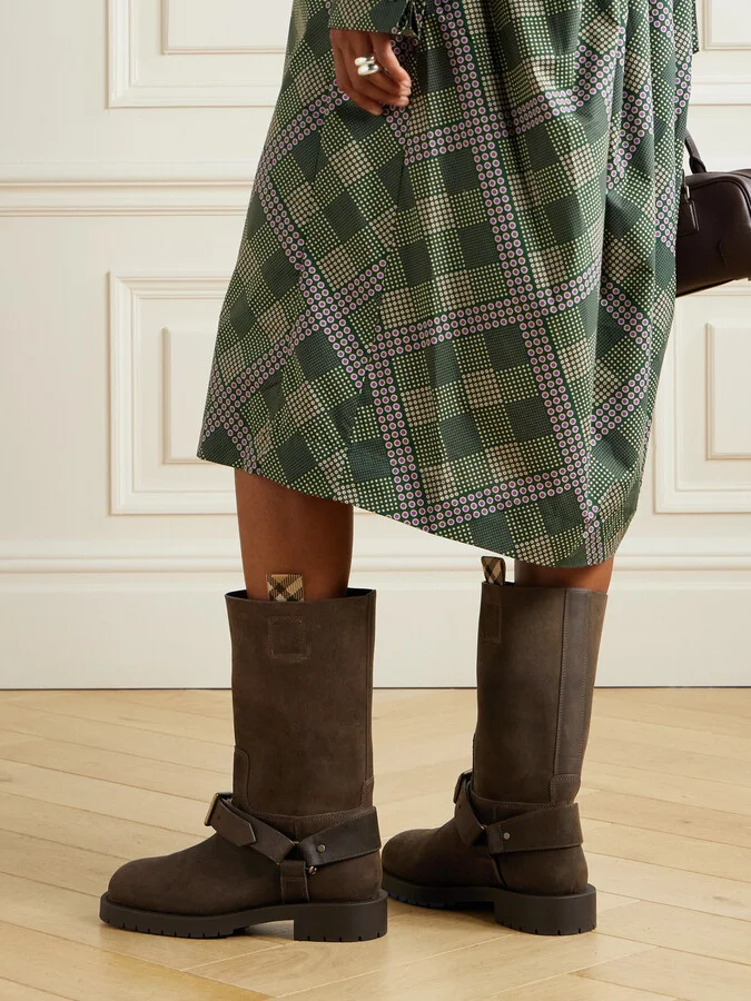 Burberry - Buckled Suede Boots - Green - Image 2