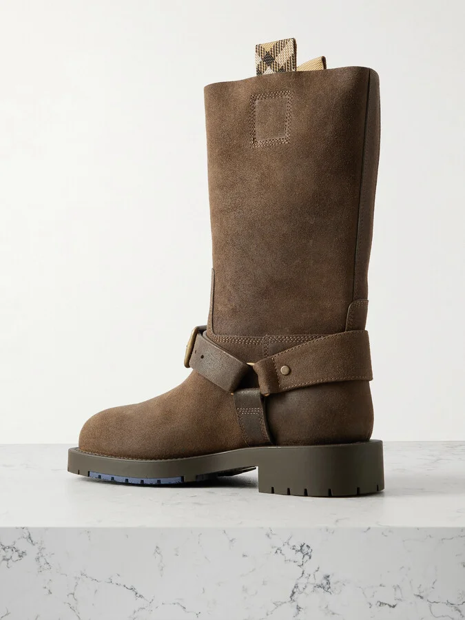 Burberry - Buckled Suede Boots - Green - Image 3