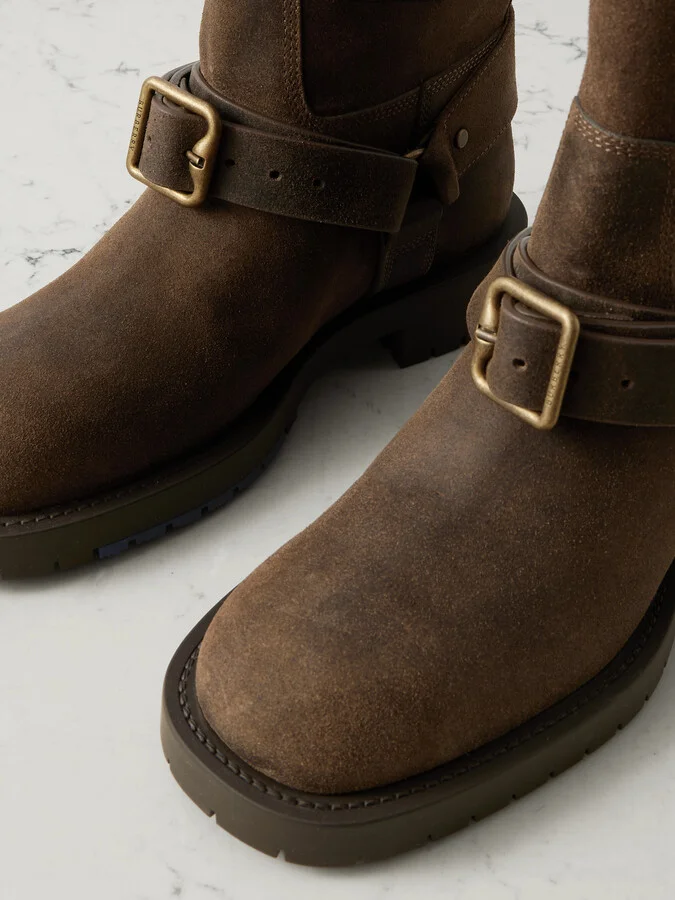 Burberry - Buckled Suede Boots - Green - Image 4