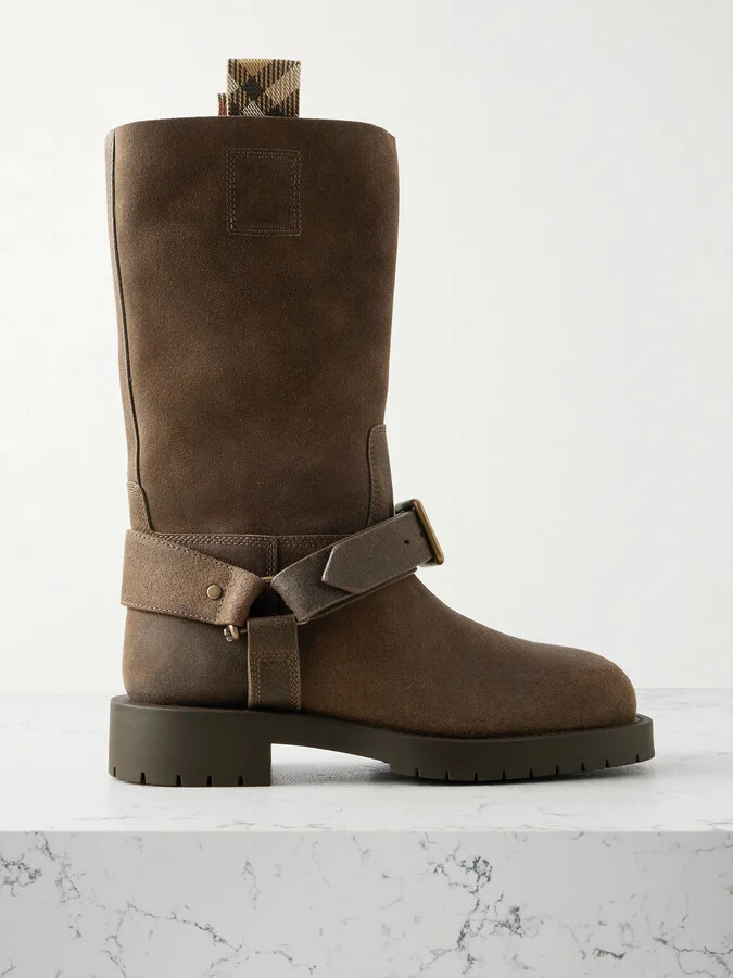 Burberry - Buckled Suede Boots - Green