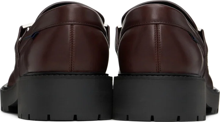 Burberry Burgundy Leather Raft Loafers - Image 2