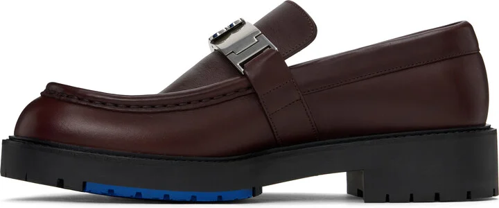 Burberry Burgundy Leather Raft Loafers - Image 3