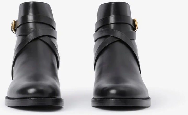 Burberry Check and Leather Boots Size: 35 - Image 2