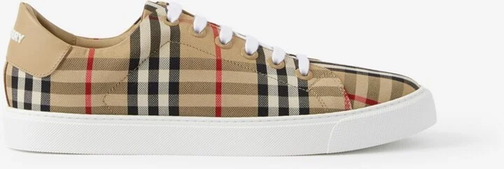 Burberry Check and Leather Sneakers Size: 35