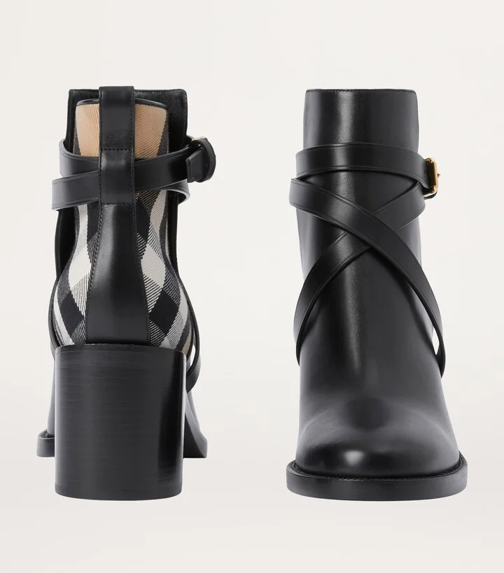 Burberry Check Ankle Boots 70 - Image 4