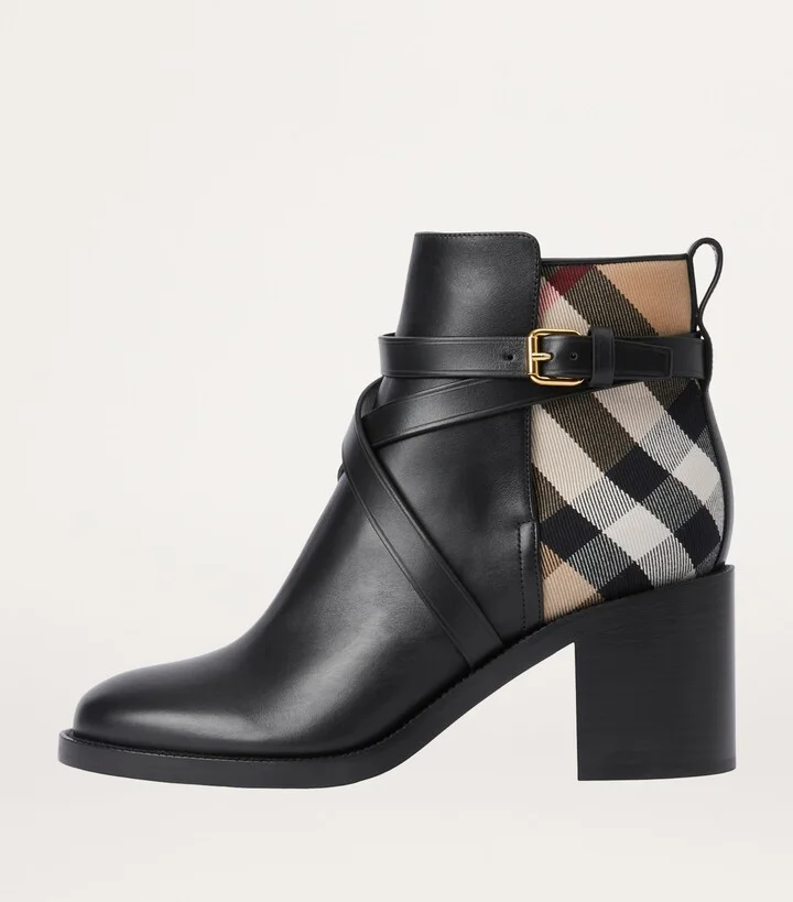 Burberry Check Ankle Boots 70 - Image 5
