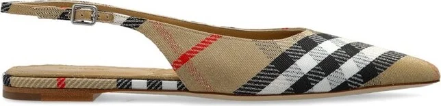 Burberry Check Birdie Slingback Flats