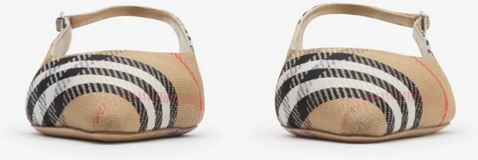 Burberry Check Birdie Slingback Flats Size: 35 - Image 3