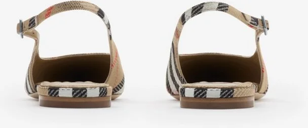 Burberry Check Birdie Slingback Flats Size: 35 - Image 4