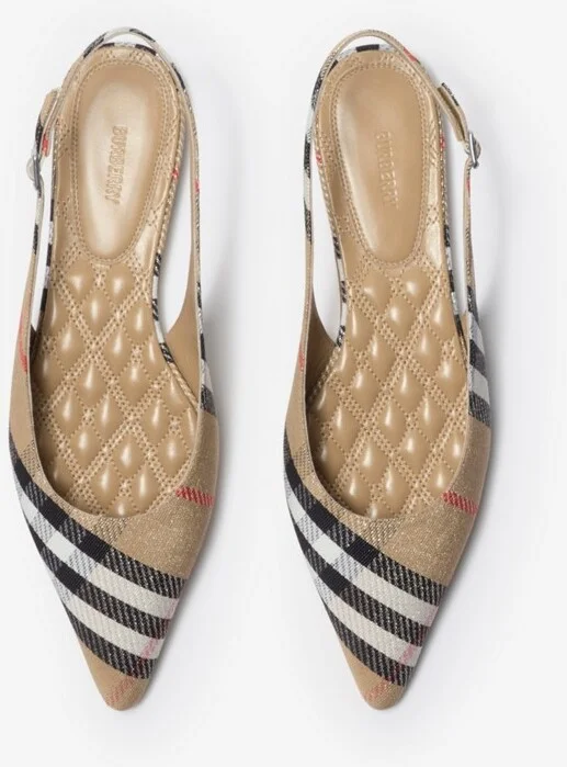 Burberry Check Birdie Slingback Flats Size: 35 - Image 5
