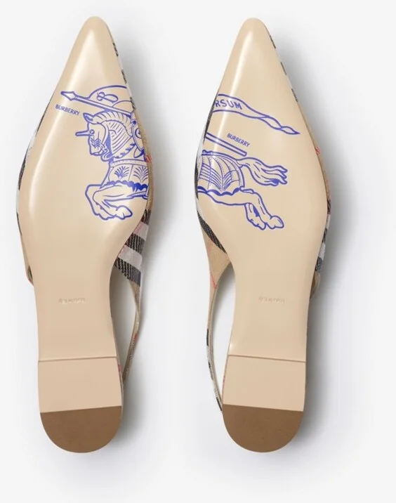 Burberry Check Birdie Slingback Flats Size: 35 - Image 6