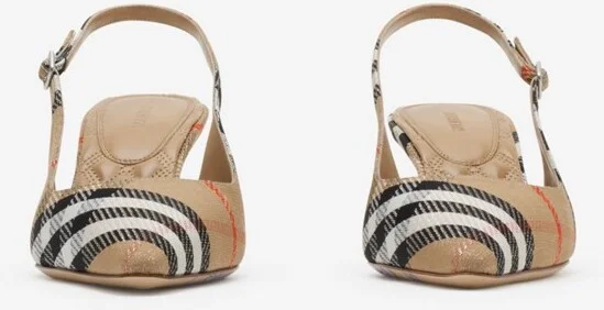 Burberry Check Birdie Slingback Pumps Size: 36 - Image 3