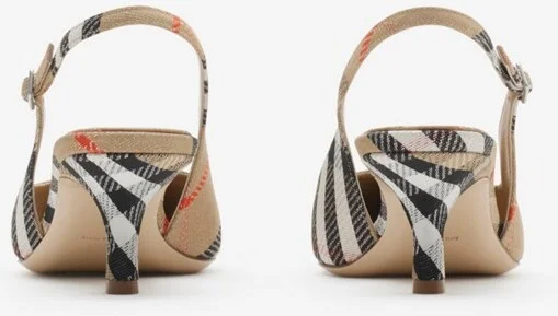 Burberry Check Birdie Slingback Pumps Size: 36 - Image 4