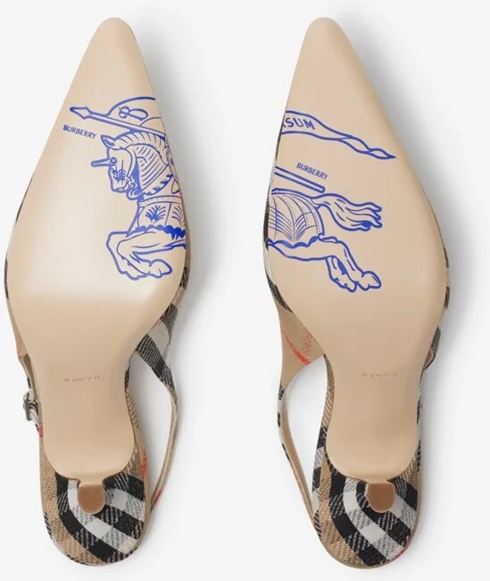 Burberry Check Birdie Slingback Pumps Size: 36 - Image 6