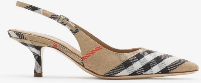 Burberry Check Birdie Slingback Pumps Size: 36