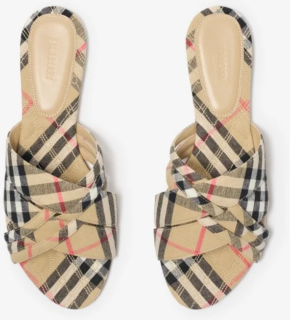 Burberry Check Cabana Slides Size: 35 - Image 5