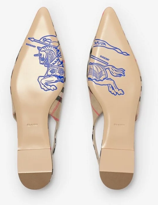 Burberry Check Dame Slingback Ballerinas​ Size: 35 - Image 6