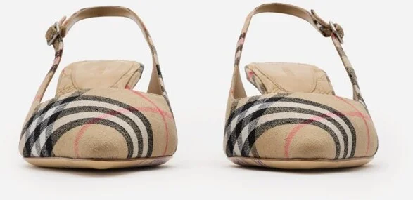 Burberry Check Dame Slingback Pumps​ Size: 35.5 - Image 3