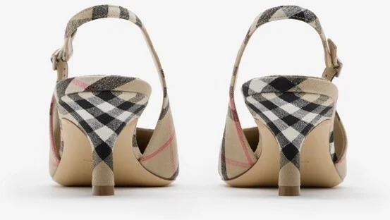 Burberry Check Dame Slingback Pumps​ Size: 35.5 - Image 4