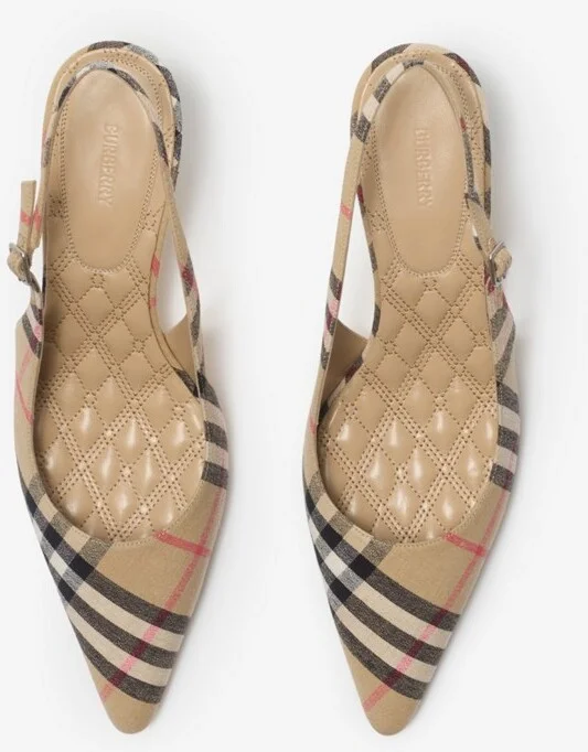 Burberry Check Dame Slingback Pumps​ Size: 35.5 - Image 5