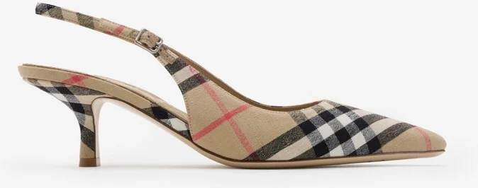 Burberry Check Dame Slingback Pumps​ Size: 35.5