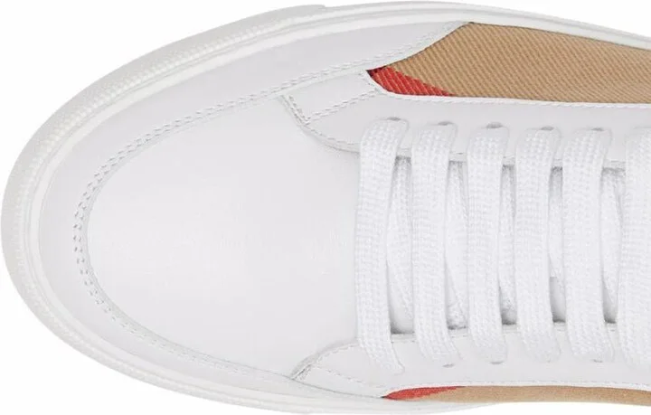 Burberry Check Leather Sneakers - Image 2