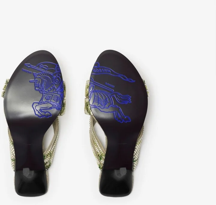 Burberry Check Mesh Cabana Maille Mules Size: 35 - Image 6