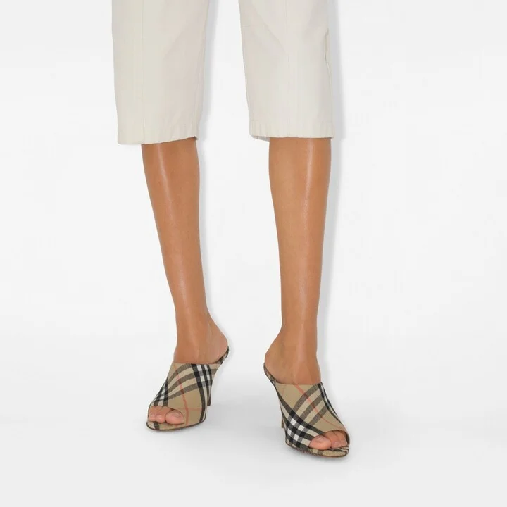 Burberry Check Mews Mules Size: 35 - Image 2