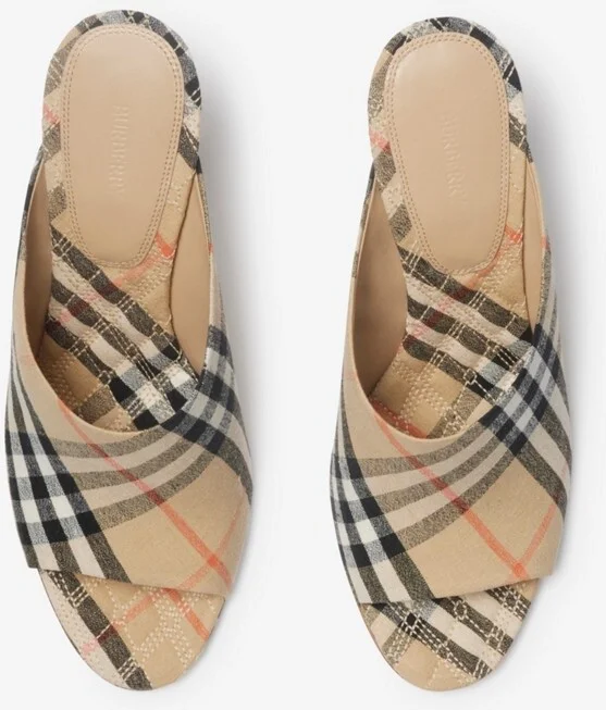 Burberry Check Mews Mules Size: 35 - Image 5