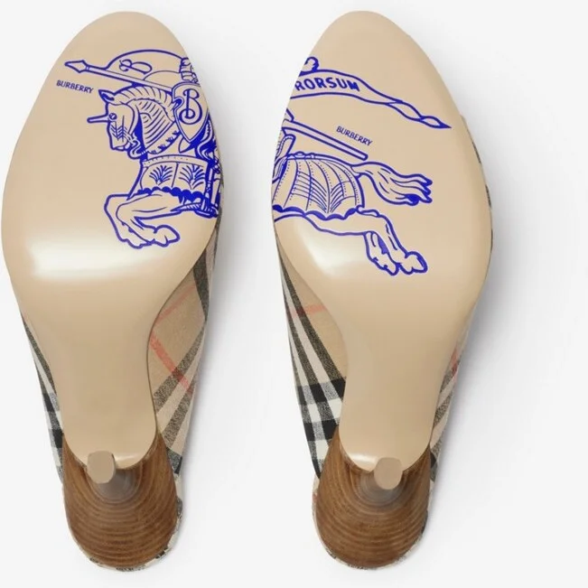 Burberry Check Mews Mules Size: 35 - Image 6