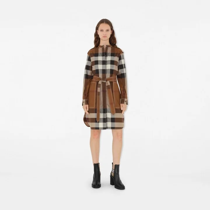 Burberry Check Panel Leather Ankle Boots Size: 35 - Image 6