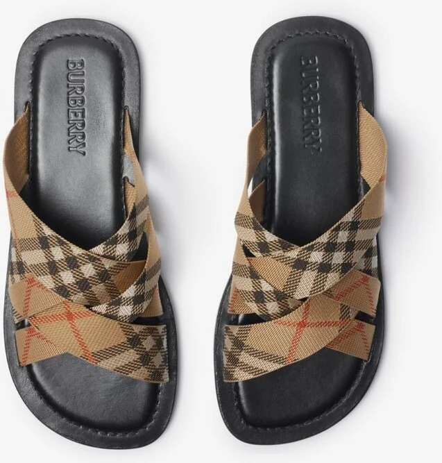 Burberry Check Pavilion Slides​ Size: 42 - Image 5