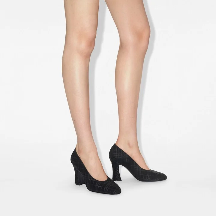 Burberry Check Suede Trinket Pumps Size: 35 - Image 2