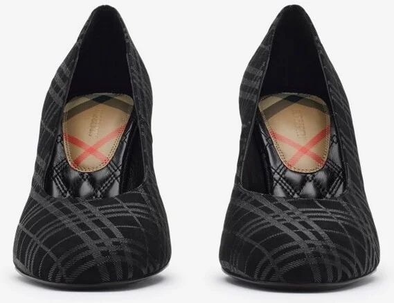 Burberry Check Suede Trinket Pumps Size: 35 - Image 3