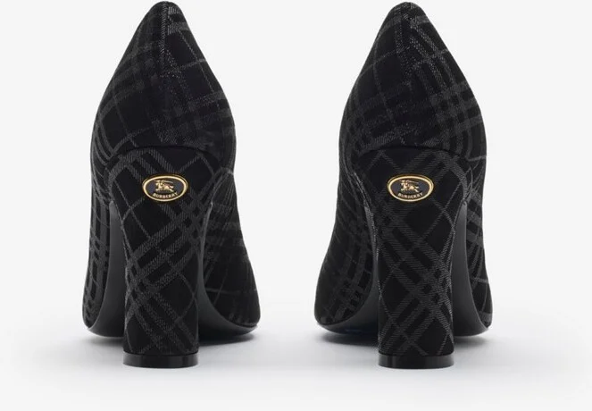 Burberry Check Suede Trinket Pumps Size: 35 - Image 4