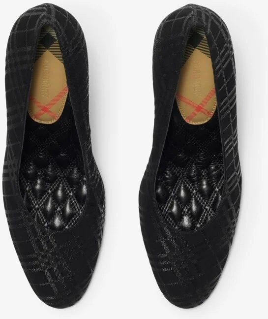 Burberry Check Suede Trinket Pumps Size: 35 - Image 5