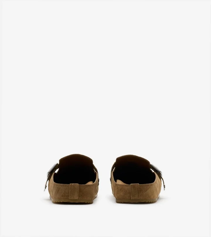 Burberry Check Suede Urchin Clogs Size: 35 - Image 4
