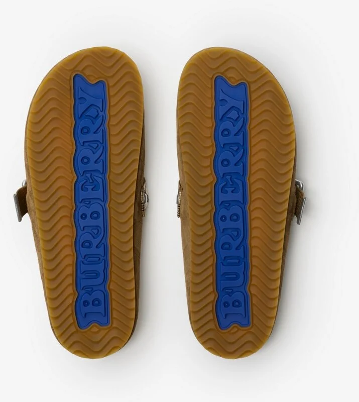 Burberry Check Suede Urchin Clogs Size: 35 - Image 6