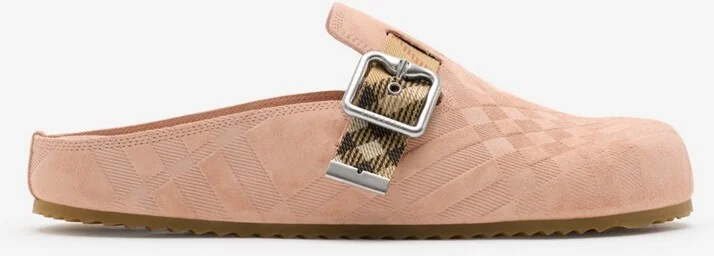 Burberry Check Suede Urchin Clogs Size: 35