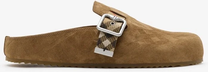 Burberry Check Suede Urchin Clogs Size: 35