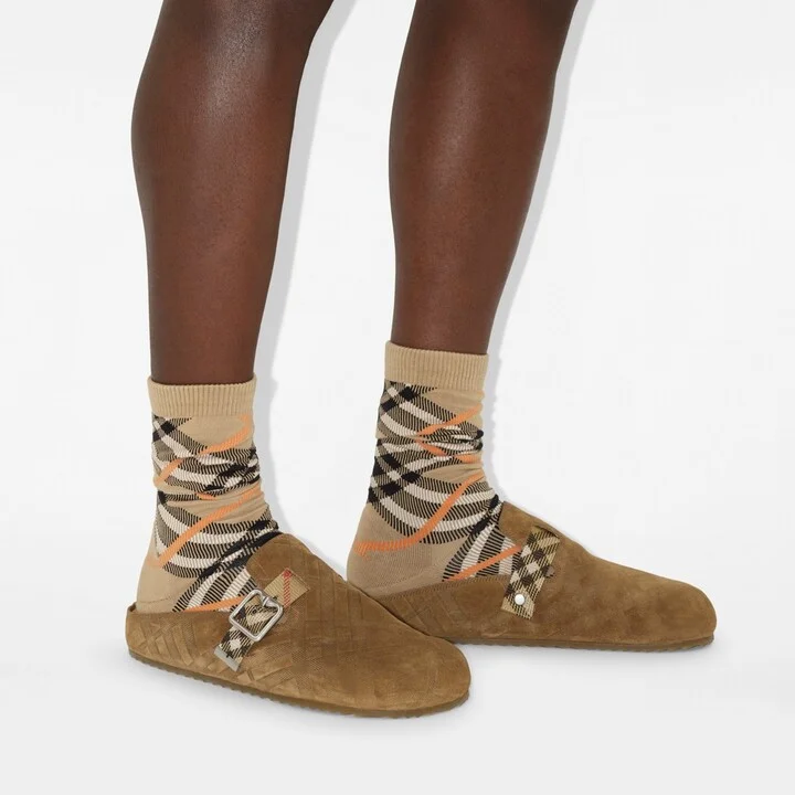 Burberry Check Suede Urchin Clogs Size: 45 - Image 2