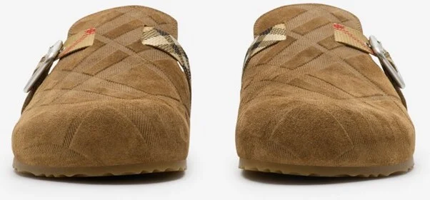 Burberry Check Suede Urchin Clogs Size: 45 - Image 3