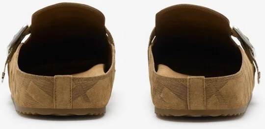 Burberry Check Suede Urchin Clogs Size: 45 - Image 4