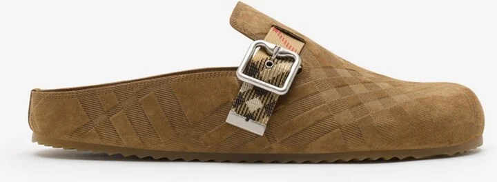 Burberry Check Suede Urchin Clogs Size: 45