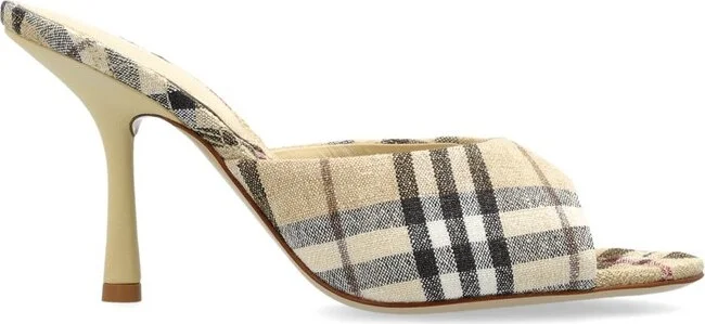 Burberry Checked Almond Toe Heeled Sandals